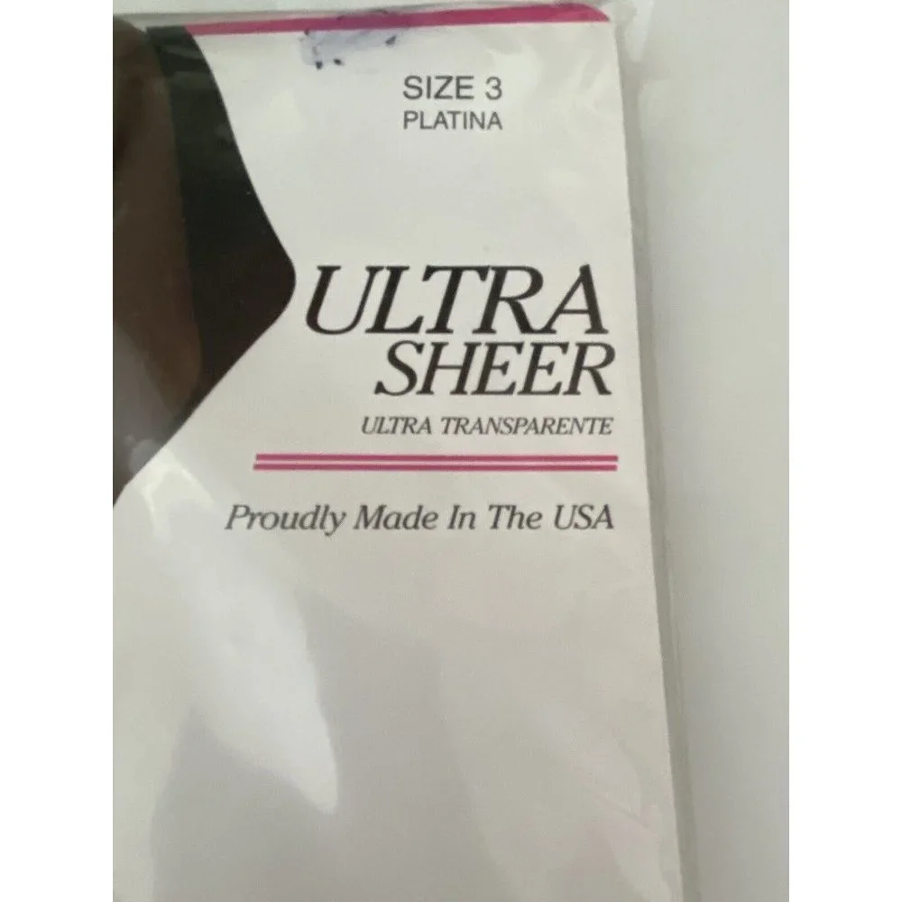 Vintage On the Go Pantyhose Womens Size 3 Platina Ultra Sheer Ultra Transparente